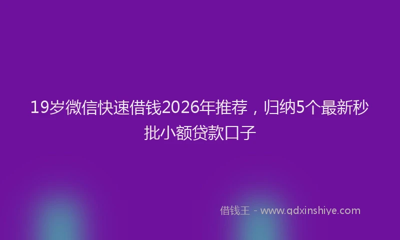 19岁微信快速借钱2026年推荐，归纳5个最新秒批小额贷款口子