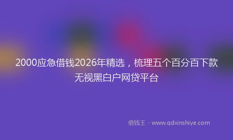 2000应急借钱2026年精选，梳理五个百分百下款无视黑白户网贷平台