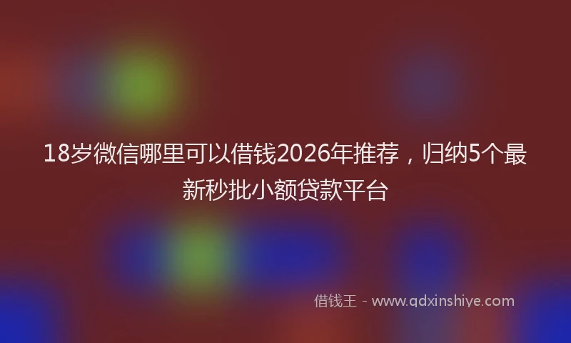 18岁微信哪里可以借钱2026年推荐，归纳5个最新秒批小额贷款平台