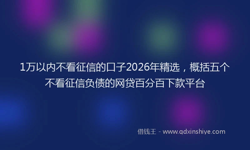 1万以内不看征信的口子2026年精选，概括五个不看征信负债的网贷百分百下款平台