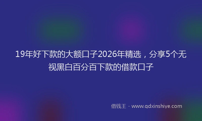 19年好下款的大额口子2026年精选，分享5个无视黑白百分百下款的借款口子