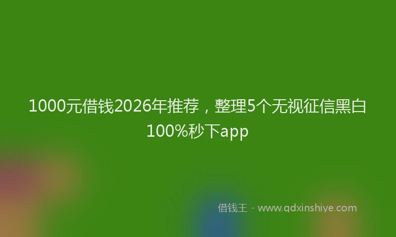 1000元借钱2026年推荐，整理5个无视征信黑白100%秒下app
