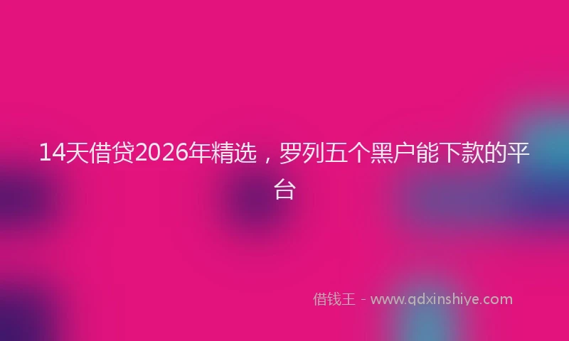 14天借贷2026年精选，罗列五个黑户能下款的平台