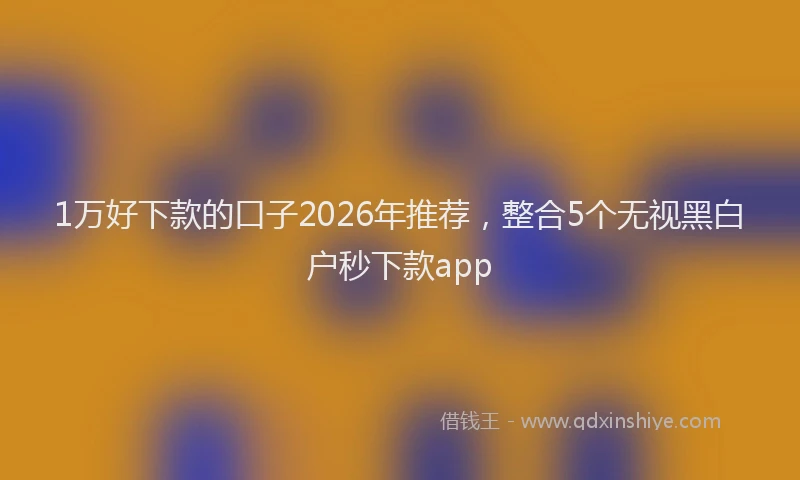 1万好下款的口子2026年推荐,整合5个无视黑白户秒下款app