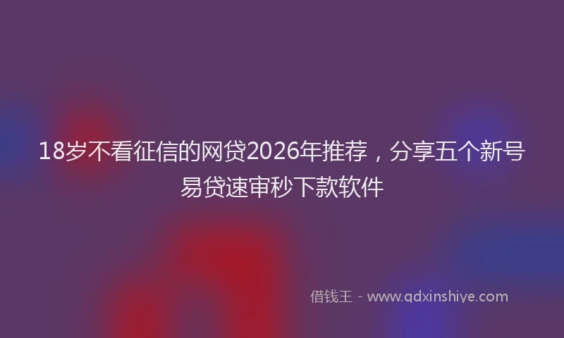 18岁不看征信的网贷2026年推荐，分享五个新号易贷速审秒下款软件