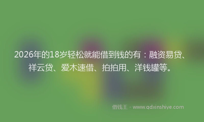 2026年的18岁轻松就能借到钱的有:融资易贷、祥云贷、爱木速借、拍拍用、洋钱罐等。