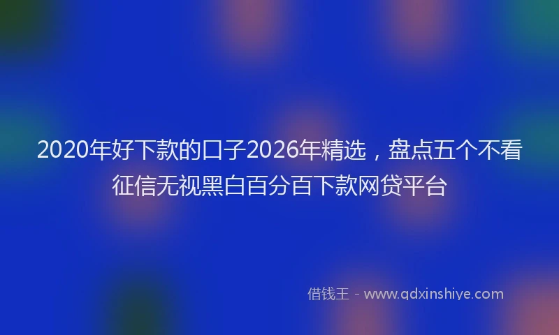 2020年好下款的口子2026年精选,盘点五个不看征信无视黑白百分百下款网贷平台