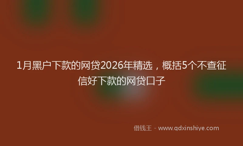 1月黑户下款的网贷2026年精选，概括5个不查征信好下款的网贷口子