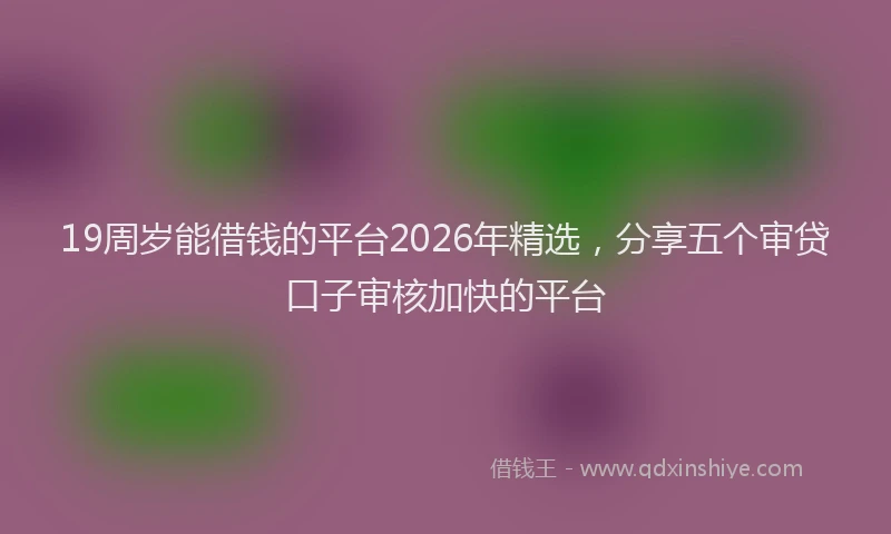 19周岁能借钱的平台2026年精选，分享五个审贷口子审核加快的平台