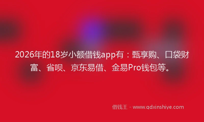 2026年的18岁小额借钱app有:甄享购、口袋财富、省呗、京东易借、金易Pro钱包等。