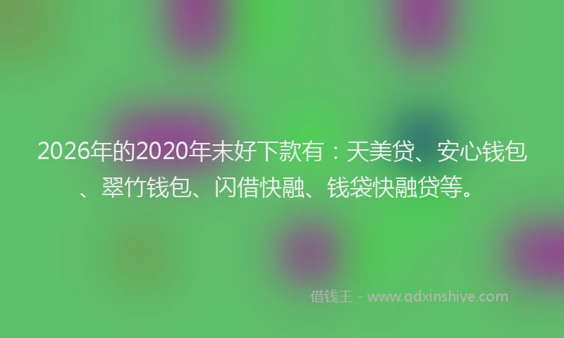 2026年的2020年末好下款有:天美贷、安心钱包、翠竹钱包、闪借快融、钱袋快融贷等。