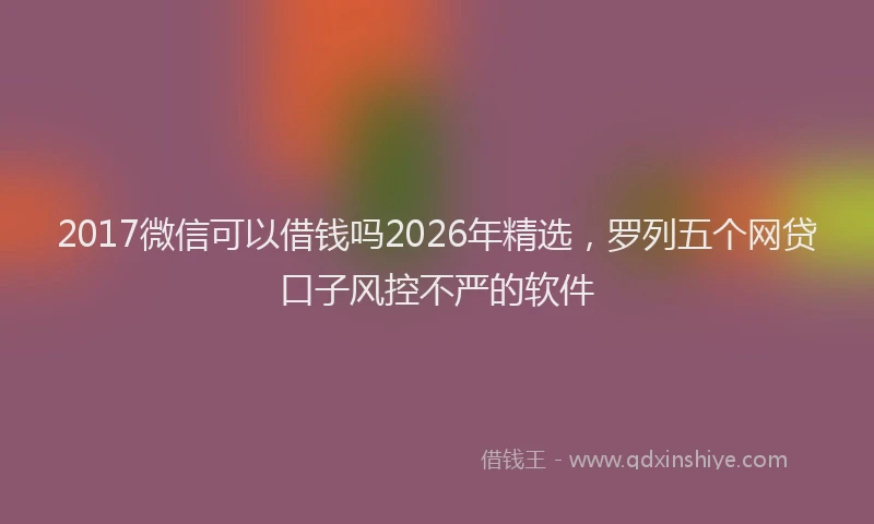 2017微信可以借钱吗2026年精选,罗列五个网贷口子风控不严的软件