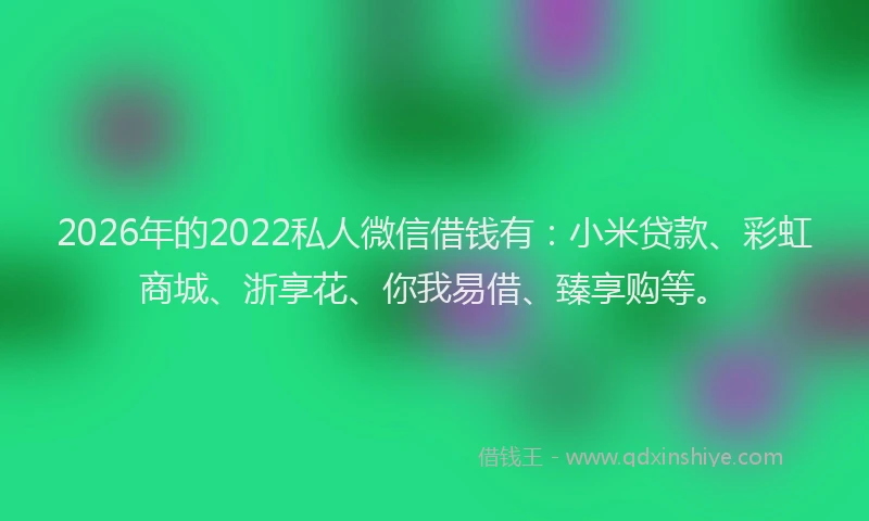 2026年的2022私人微信借钱有：小米贷款、彩虹商城、浙享花、你我易借、臻享购等。