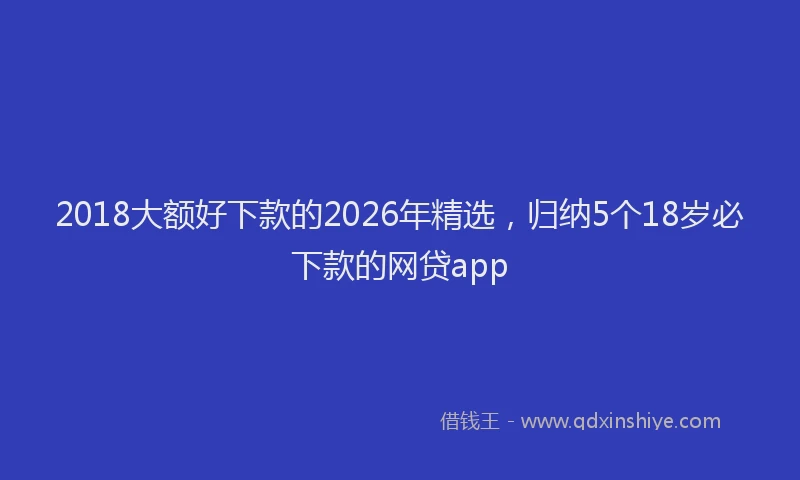2018大额好下款的2026年精选，归纳5个18岁必下款的网贷app