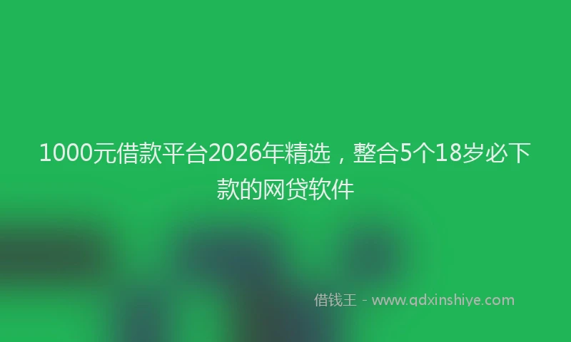 1000元借款平台2026年精选，整合5个18岁必下款的网贷软件