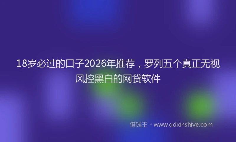 18岁必过的口子2026年推荐，罗列五个真正无视风控黑白的网贷软件