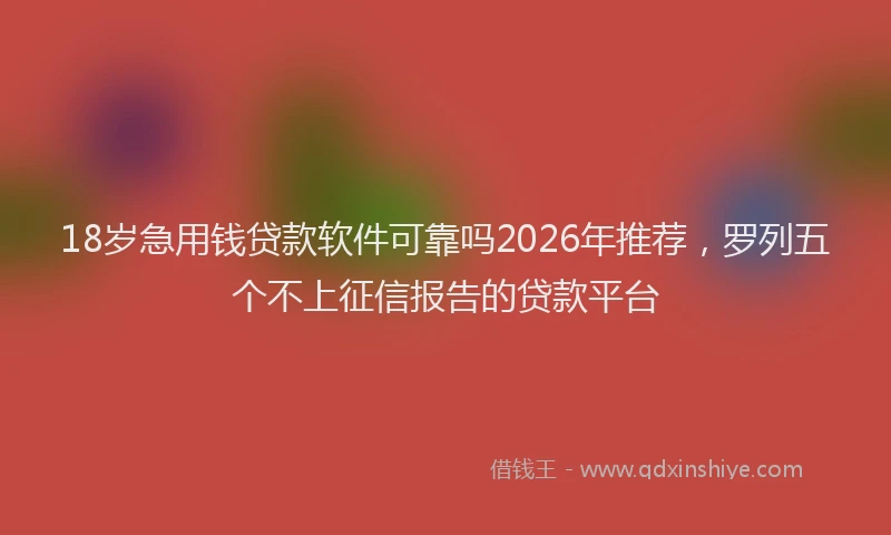 18岁急用钱贷款软件可靠吗2026年推荐,罗列五个不上征信报告的贷款平台