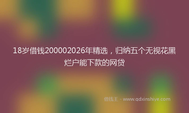 18岁借钱200002026年精选，归纳五个无视花黑烂户能下款的网贷