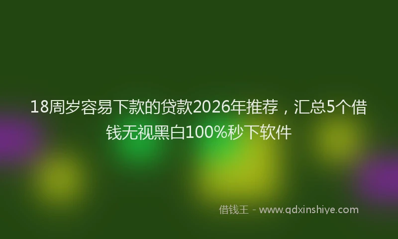 18周岁容易下款的贷款2026年推荐，汇总5个借钱无视黑白100%秒下软件