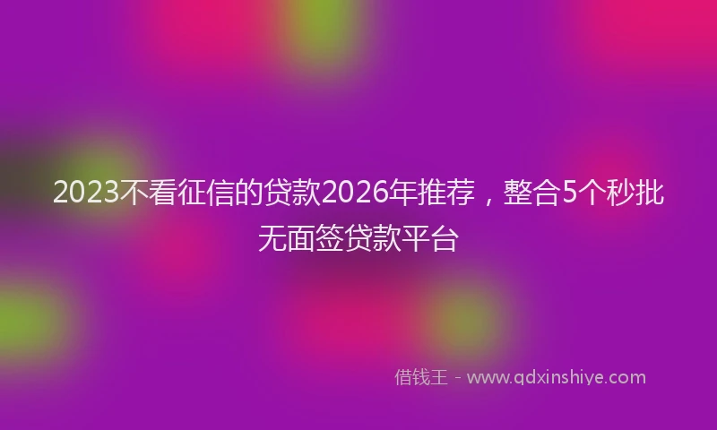 2023不看征信的贷款2026年推荐，整合5个秒批无面签贷款平台