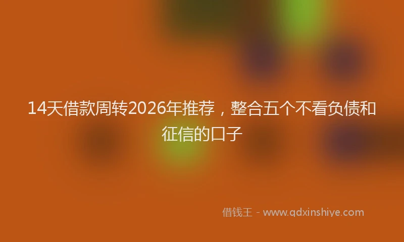 14天借款周转2026年推荐，整合五个不看负债和征信的口子