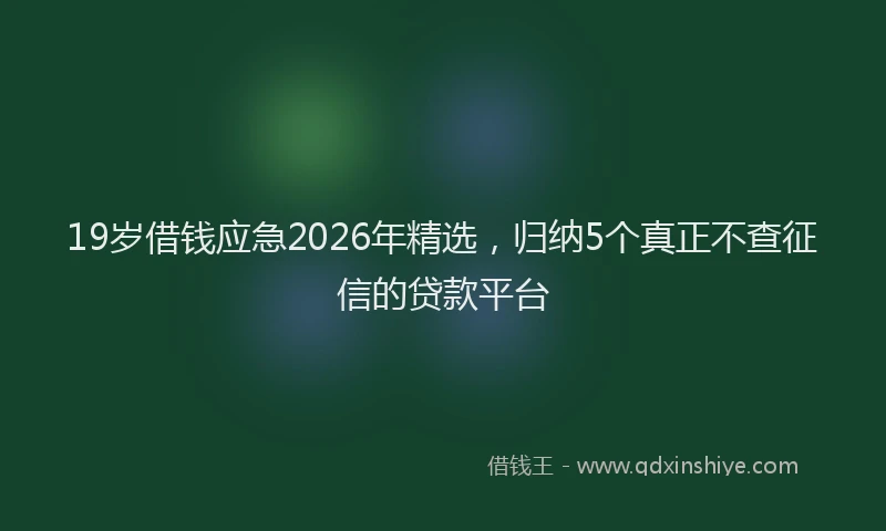 19岁借钱应急2026年精选，归纳5个真正不查征信的贷款平台