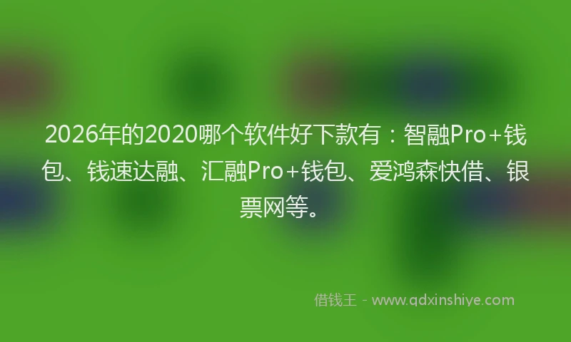 2026年的2020哪个软件好下款有:智融Pro+钱包、钱速达融、汇融Pro+钱包、爱鸿森快借、银票网等。