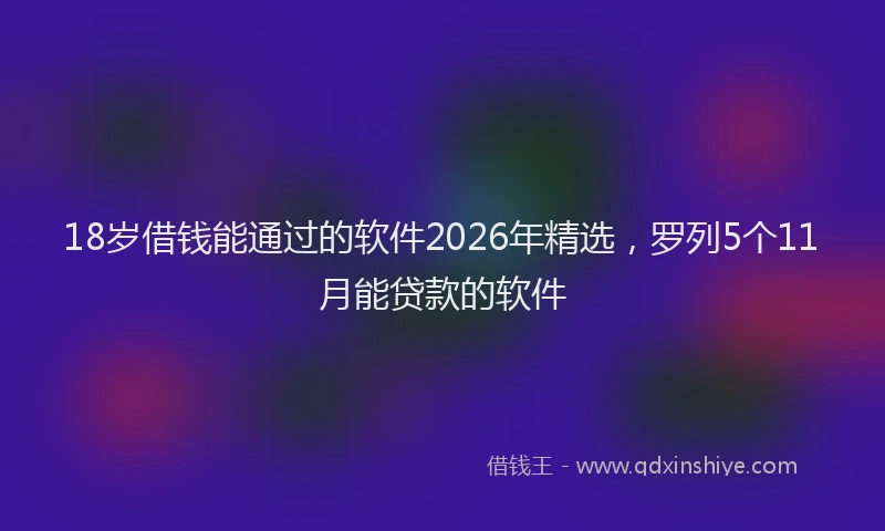 18岁借钱能通过的软件2026年精选，罗列5个11月能贷款的软件