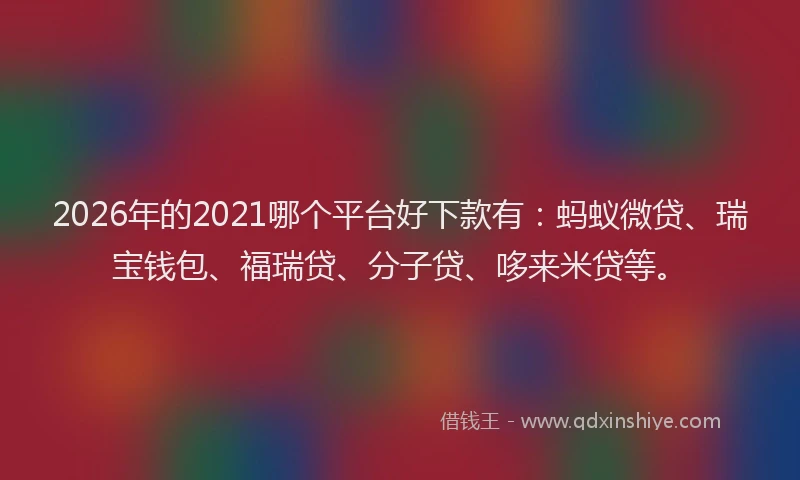 2026年的2021哪个平台好下款有:蚂蚁微贷、瑞宝钱包、福瑞贷、分子贷、哆来米贷等。