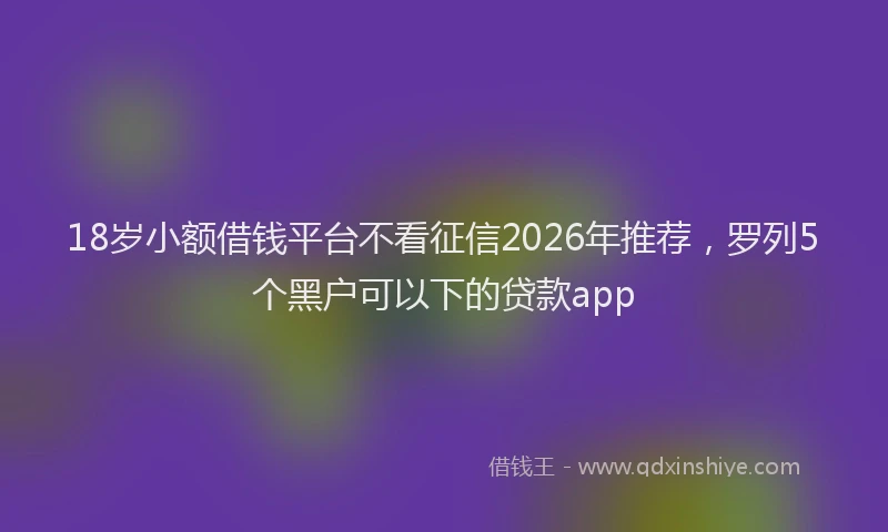 18岁小额借钱平台不看征信2026年推荐，罗列5个黑户可以下的贷款app