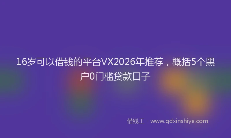 16岁可以借钱的平台VX2026年推荐,概括5个黑户0门槛贷款口子
