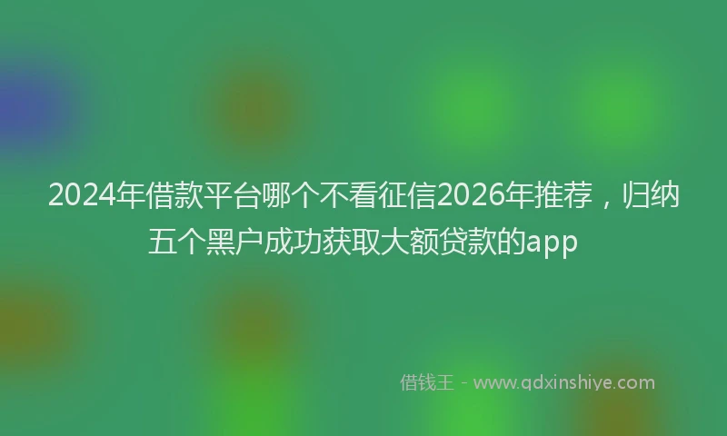 2024年借款平台哪个不看征信2026年推荐，归纳五个黑户成功获取大额贷款的app