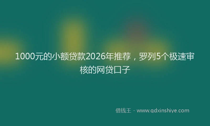 1000元的小额贷款2026年推荐，罗列5个极速审核的网贷口子