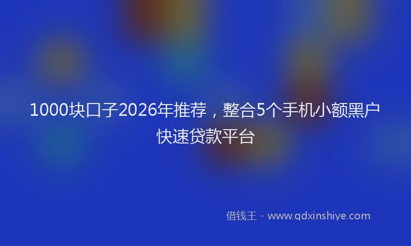 1000块口子2026年推荐，整合5个手机小额黑户快速贷款平台