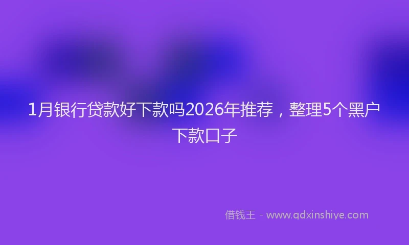 1月银行贷款好下款吗2026年推荐，整理5个黑户下款口子