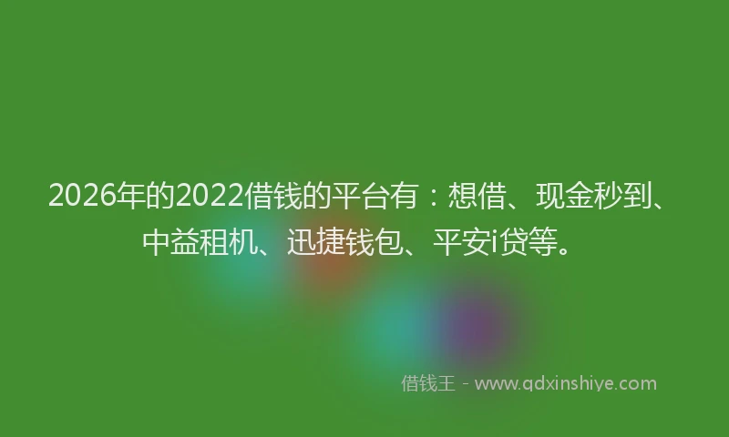 2026年的2022借钱的平台有:想借、现金秒到、中益租机、迅捷钱包、平安i贷等。