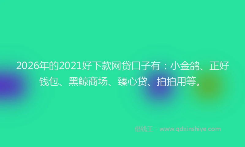 2026年的2021好下款网贷口子有：小金鸽、正好钱包、黑鲸商场、臻心贷、拍拍用等。