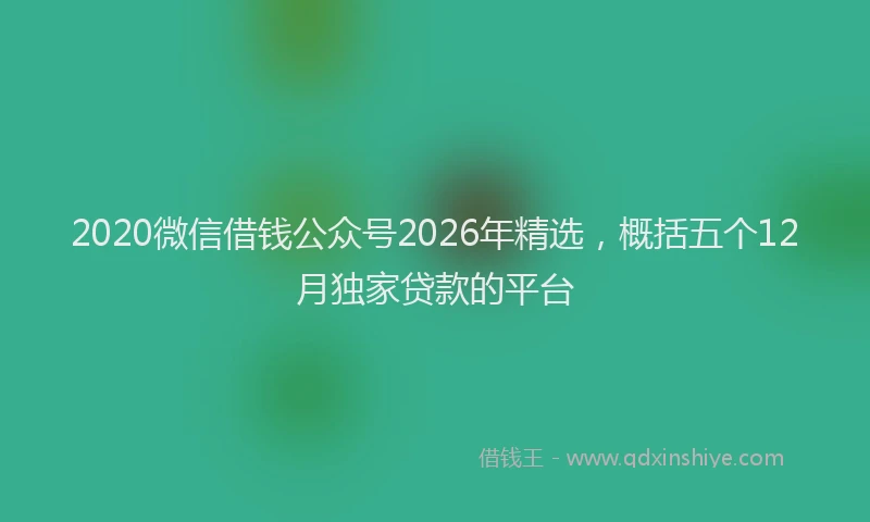 2020微信借钱公众号2026年精选,概括五个12月独家贷款的平台