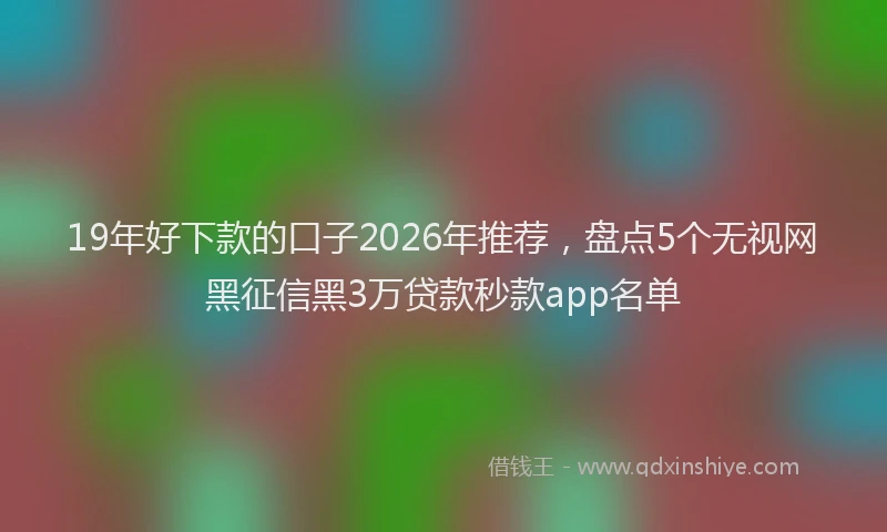 19年好下款的口子2026年推荐，盘点5个无视网黑征信黑3万贷款秒款app名单