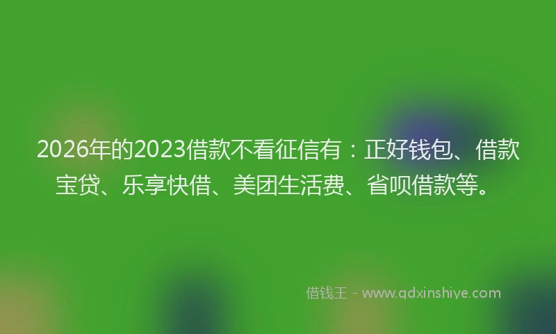 2026年的2023借款不看征信有:正好钱包、借款宝贷、乐享快借、美团生活费、省呗借款等。