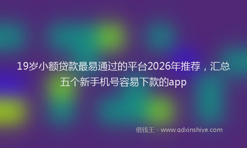 19岁小额贷款最易通过的平台2026年推荐，汇总五个新手机号容易下款的app