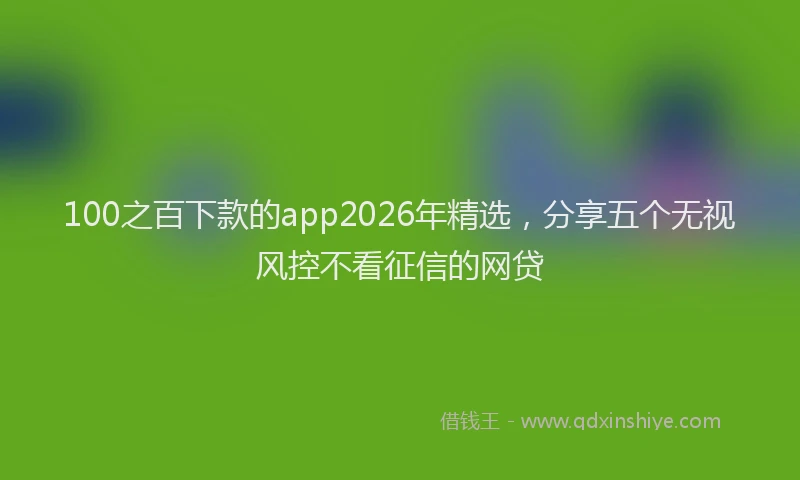 100之百下款的app2026年精选，分享五个无视风控不看征信的网贷