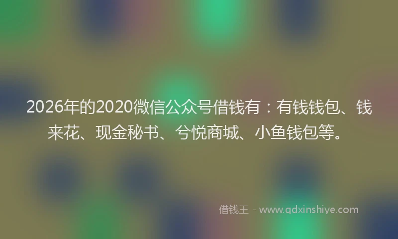 2026年的2020微信公众号借钱有:有钱钱包、钱来花、现金秘书、兮悦商城、小鱼钱包等。