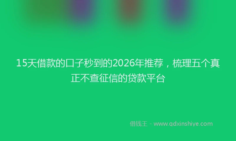 15天借款的口子秒到的2026年推荐，梳理五个真正不查征信的贷款平台
