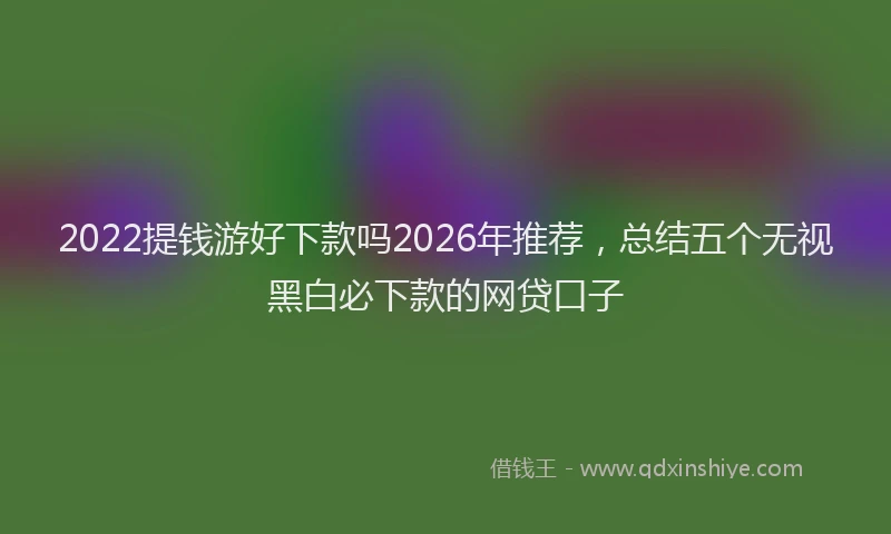 2022提钱游好下款吗2026年推荐，总结五个无视黑白必下款的网贷口子