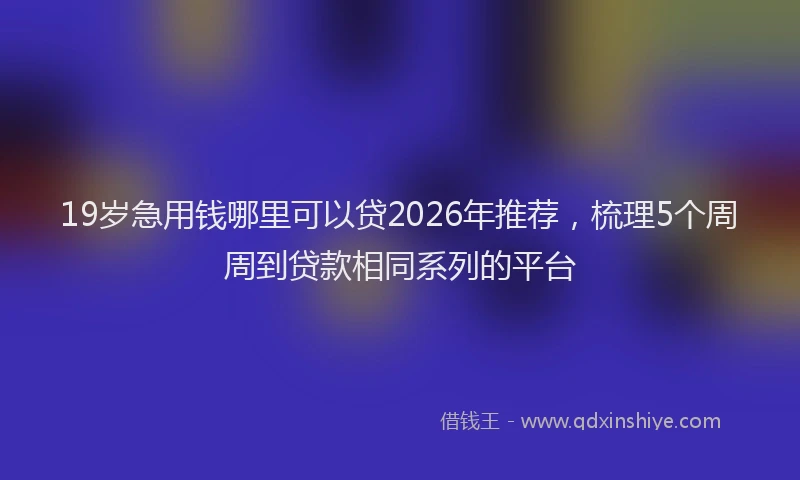19岁急用钱哪里可以贷2026年推荐，梳理5个周周到贷款相同系列的平台