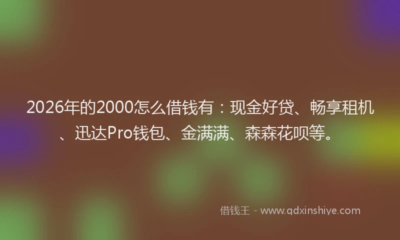 2026年的2000怎么借钱有：现金好贷、畅享租机、迅达Pro钱包、金满满、森森花呗等。