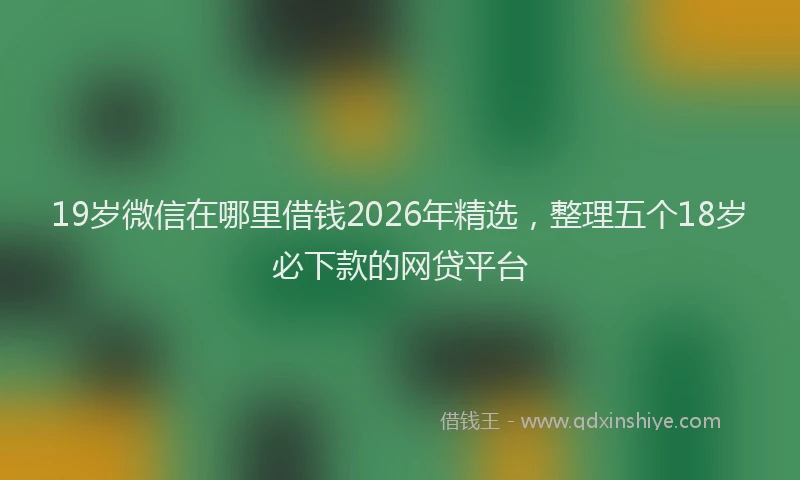 19岁微信在哪里借钱2026年精选，整理五个18岁必下款的网贷平台