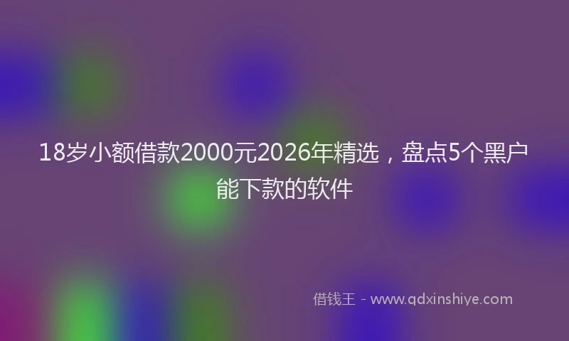 18岁小额借款2000元2026年精选，盘点5个黑户能下款的软件