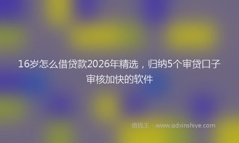 16岁怎么借贷款2026年精选，归纳5个审贷口子审核加快的软件